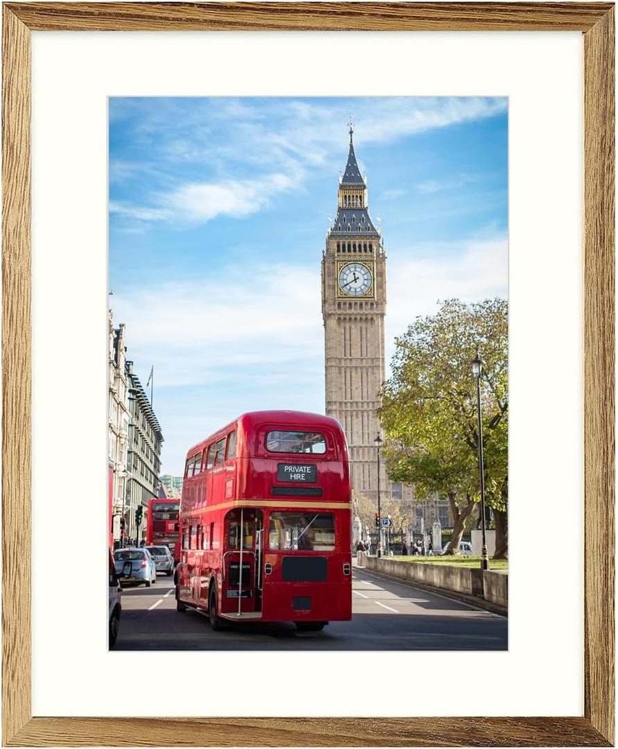 wyooxoo 16x20 Picture Frame, Rustic Solid Wood Carbonized Brown Photo Frames -Display 11x14 Photos with Mat or 16x20 Without - Horizontal and Vertical for Wall, 16x20 - 1 Pack