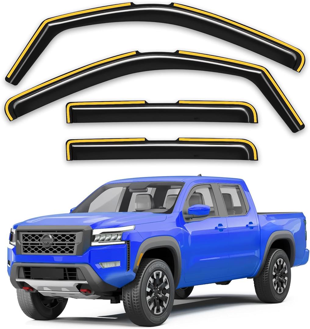 in-Channel Rain Guards Fit for Truck Nissan Frontier 2022 2023 2024 2025 2026 Crew Cab Window Rain Guards Visors Vent Visors Window Deflector Vent Shades Car Accessories -4 pcs