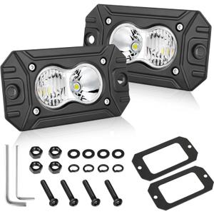 Flush Mount LED Pods, AKD Part CREE LED Flush Bumper Lights 40W Spot Flood Combo Offroad Driving Light Backup Reverse Lights Flush Mount LED Fog Light Pods for Trucks Pickup SUV UTV ATV