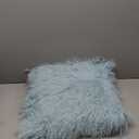 SARO LIFESTYLE Mongolian Lamb Fur Poly Filled Throw Pillow (16"x16", Ice Blue)