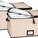 Glass Storage Box with Dividers - Stemware Storage Case, Durable Quilted Microfiber Bin with Carry Handles, Protects Fine China - (2 Pack, Red)