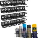 4 Pack Five Cans Wall-Mounted Steel Aerosol Spray Can Holder, Steel Wall Mount Storage Organizer for Garage and Workspace (4-Black)