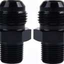 EVIL ENERGY 10AN Male Flare to 3/8" NPT Pipe Fitting Adapter Aluminum Straight Black 2PCS