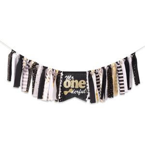 WAOUH Mr Onederful High Chair Banner - First/1st Birthday Decoration for Boy,Theme Garland for Birthday Party,Photo Booth Props (Mr Onederful High Chair Banner)