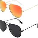 livho Sunglasses for Men Women Aviator Polarized Metal Mirror UV 400 Lens Protection (Black Grey+golden Red)
