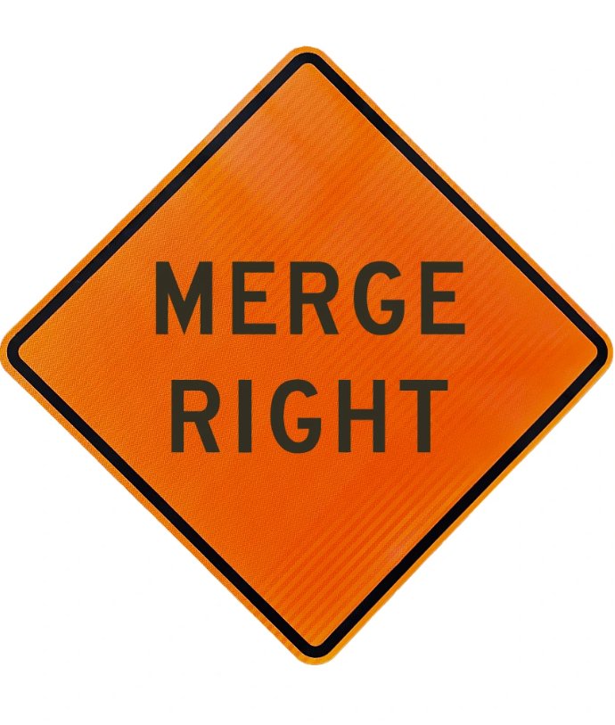 Roll-Up Sign-48" Nonreflective Vinyl-Merge Right