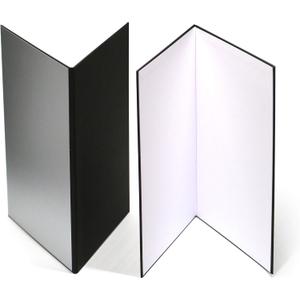 (2 PCS) Light Reflector 3 in 1 Photography Reflector Cardboard,A3 (17x12 Inch) Size Folding Light Diffuser Board for Still Life, Product and Food Photo Shooting - Black, Silver and White, 2 Pack