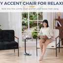 MAXYOYO Living Room Accent Chair, Modern Chair with Sturdy Metal Frame & Wood Armrests, Upholstered Reading Chair with Upholstered Cushion for Bedroom Balcony Porch, Beige