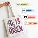 luixd Easter He Is Risen Canvas Tote Bag For Women - Easter Gift Ideas - Reusable Handbag Grocery Bag For Party Egg Hunt Basket - A04