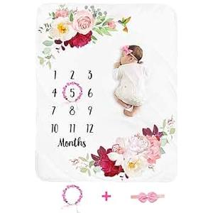 Tebaby Baby Monthly Milestone Blanket Boy - Newborn Month Blanket Unisex Neutral Personalized Shower Gift Baseball Sports Nursery Decor Photography Background Prop with Frame Large 51''x40''