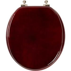Toilet Seat, Solid Wood, Rubber Wood, High Gloss Finish, Mahogany Red, PIKLiDS (Round)