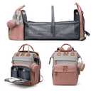 Jeryswet Baby Diaper Bags with Changing Station, Waterproof Large Capacity Diaper Bag Backpack for Moms, Dads with USB Charging Port and Stroller Straps, Baby Shower Gifts, Pink-Grey