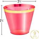 LUODA 150 PCS Red Plastic Cups, 9oz Clear Red Disposable Cups with Gold Rim, Old Fashioned Tumblers Gold Rimmed Plastic Cups for Any Occasion: Parties&Birthday
