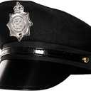 UNDERWRAPS Halloween Police Costume Pieces - Law Officer Outfits and Accessories, Security Patrol Cop Uniform Costumes for Men and Women (Black Police Captain Hat, One Size)