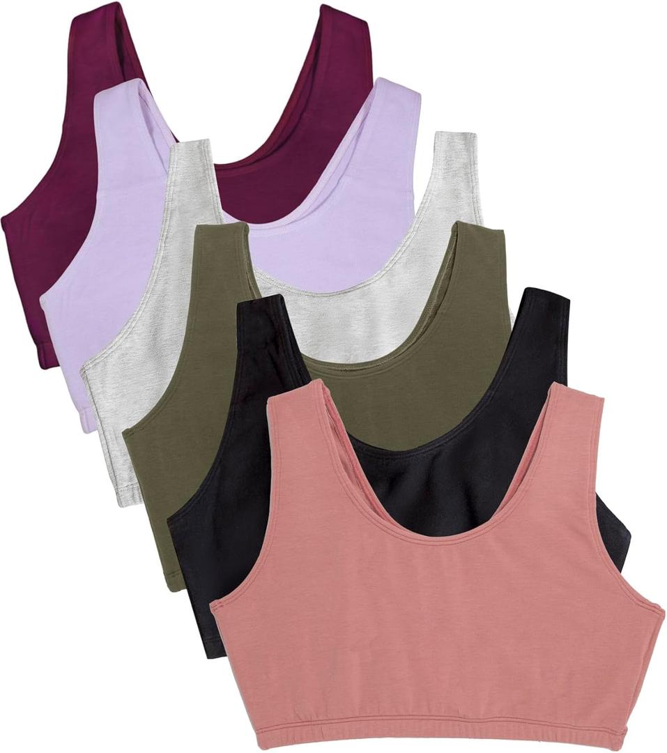 Fruit of the Loom Women's Multi-Pack Tank Top Style Sports Bra (38, Black/Heather Grey/Olive/Purple/Lilac/Dusk)