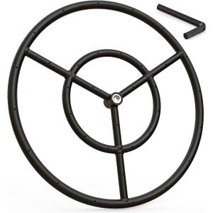 onlyfire 24 Inch Round Fire Pit Burner Ring for Natural Gas & Propane Fire Pit and Fireplace, 304 BlackSteel DIY Firepit Burner for Both Indoor and Outdoor, BTU 296,000 Max