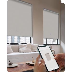 Graywind Smart Roller Shades 100% Blackout Window Blinds with APP Control Customized Automatic Shades for Home and Office(Custom Size,White) (4.5"W x 35"H, Cross Texture-white)