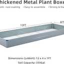 Meberam 2 Pack 12x4x1FT Galvanized Raised Garden Beds Kit Outdoor Metal Gardening Planter Box for Vegetable Elevated Flower Herbs,Gray