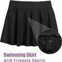 SEAFORM Women's Two-Piece Tankini Swimsuits Tummy Control Bathing Suits False Two-Piece Tankini Top with Swim Dress for Women (Black)