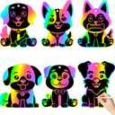 CY2SIDE Puppy Animal Color Scratch Bookmarks, DIY Dog Scratch Card for Birthday Party Decors, Puppy Dog Pet Magic Art Rainbow Color Paper Cards for Birthday Party Supplies