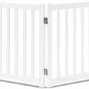 LZRS 6-Panel Extra-Wide Freestanding Wooden Dog Gate Indoor 24High Foldable Safety Pet Barrier for Doorways, Hallways, Kitchens, and Long Staircases, Durable Design fit Small to Medium Dogs, White