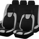Car Seat Covers Full Set, Polyester Vehicle Front Rear Bench Seat Protectors with 5 Headrest Covers, Automotive Interior Chair Protection Accessories, Universal Fit (Gray)