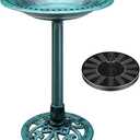 VIVOHOME Polyresin Antique Outdoor Green Garden Bird Bath and Solar Powered Round Pond Fountain Combo Set