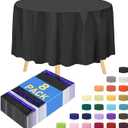 8-Pack Black Disposable Plastic Tablecloths Round 84 Inch Diameter - Heavy Duty Waterproof Party Table Covers for Weddings, Banquets & Events