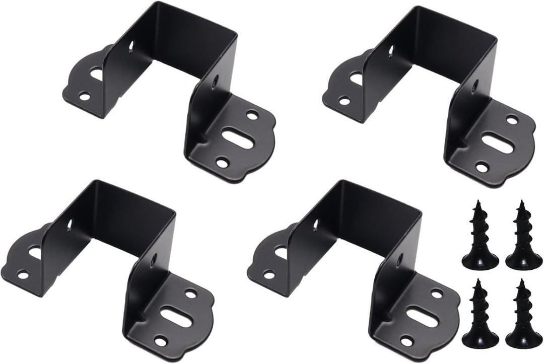 4pcs Hanging Wooden Square Corner Metal Hanging Corner Thickened Furniture Hardware Accessories Horizontal Black