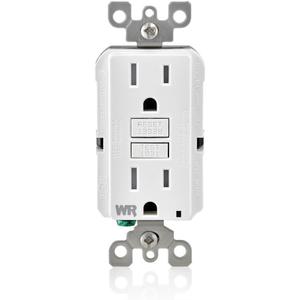 Leviton GFWT1-W 15 Amp Self-Test SmartlockPro Slim GFCI Weather-Resistant and Tamper-Resistant Receptacle with LED Indicator, 10-Pack, White