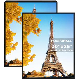 20x25 Poster Frames, Plexiglass, Black Aluminum Snap Frame, Front-loading Frame for Wall (Black, 2pcs)