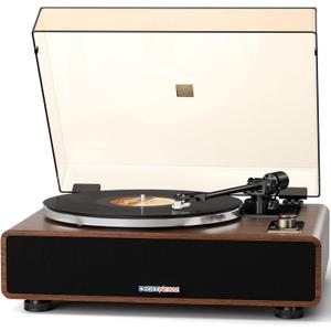 DIGITNOW Vinyl Record Player with Magnetic Cartridge, High Fidelity Belt Drive Turntable with Built-in Speakers & Phono Preamp, Wireless Playback and Aux-in Functionality, Auto Off