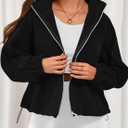 PRETTYGARDEN Womens 2026 Winter Fleece Sherpa Jacket Trendy Long Sleeve Zip Up Cropped Warm Coat Fall Fashion Workout Clothes (Black, XXL)