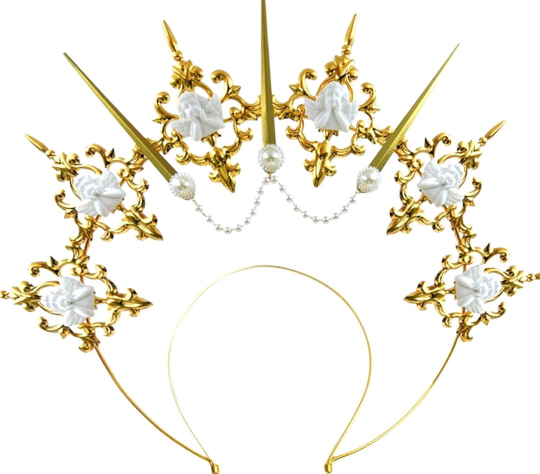 Roaring Good Time Halo Crown Headband Baroque Goddess Headbands Cosplay Pageant Festival Renaissance for Women Boho Wedding Headpiece Costume