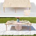 1 Set Low Picnic Table, Foldable Boho Picnic Table with Extra Large Outdoor Camping Blanket Portable Boho Wood BBQ Tables for Camping Wedding Beach BBQ Party (For 8 Person, Wood Color)