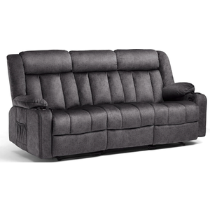 COMHOMA Manual Recliner Chair Set，Fabric Reclining Sofa Chair with Cup Holders, Upholstered Recliner with Side Pockets Suitable for Living Room Furniture (3)