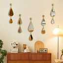 BAODANFU Wall Mirrors Decorative, Gold Tear Drop Shape Mirrors for Wall of Entryway, Living Room, Bedroom, Over Fireplace, Mantle Wall Decor Golden (Shiny Gold, 5 Pack)