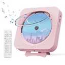 MICOCIOUS Portable CD Player with Bluetooth Desktop CD Player for Home CD Music Players with Remote Control, Timer, Built-in Dual Speakers with LED Display Home Audio Boombox FM Radio (Pink)