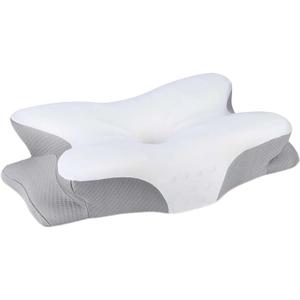 Memory Foam Pillows Shape Relaxing Slow Rebound Neck Pillow Sleeping (Size, White-Grey)