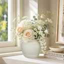 Briful Rustic Ceramic Farmhouse Vase, 5.9" Vintage Textured Pottery Jar