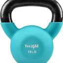 Yes4All Kettlebell, 10 LB Neoprene Coated Cast Iron Kettlebells, Wide Grip Handle & Flat Bottom for Swings, Squats, Deadlifts, Push Ups & Full Body Training at Home Gym - Single & Set