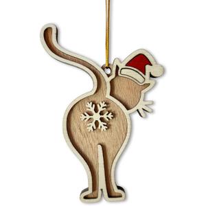 5 x Cat Butt Ornament - Cat Butthole Ornamentsfor Tree - Unique Laser-Cut Wood Gift for Kitten Lovers - 2026 Christmas Ornament for Kitty Lovers