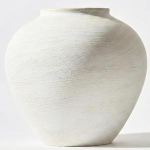 Large White Vase for Centerpieces - 11" Wide Textured Stone Look