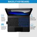 typecase Touch iPad 11th 10th Generation Case with Keyboard (11" 2025, A16 & 10.9" 2022) 360 Rotatable, 11-Color Backlit, Multi-Touch Trackpad, Pencil Holder, Thin & Light Black