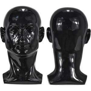 PVC Matte Black Male Mannequin Head Stand for Wig, Headset, Headphone, Game Console, Hats, and Jewelry Display (LH)