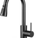 Black Kitchen Faucet with Pull Down Sprayer, Kitchen Sink Faucet with Pull Out Sprayer Fingerprint Resistant Including Escutcheon Plate