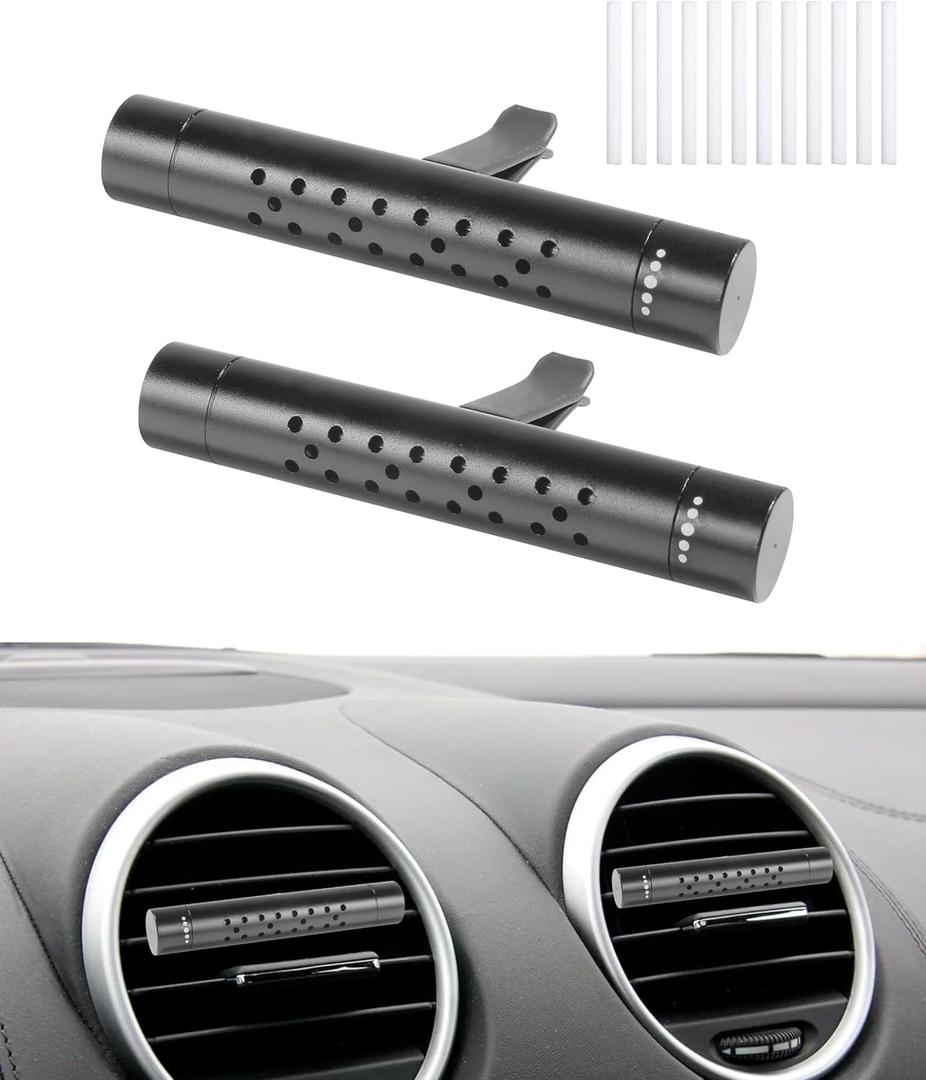 2PCS Car Diffuser,Car Diffusers for Essential Oils,Automotive Air Freshener Diffuser Vent Clips with 12 Refill Sticks,Automotive Fragrance Decoration,Suitable for Various Types of Air Vents