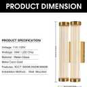 Modern Glass LED Wall Sconce, 16.5' Gold Bathroom Wall Sconce, Modern Double Sconce Wall Lighting, 3CCT Dimmable Gold Wall Light, Bedroom Sconce, Wall Lamp for Living Room, Stairway, Hallway, Double Style