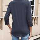 CiCiBird Womens 3/4 Sleeve Blouses Casual Button V Neck Shirt 2025 Trendy Tops (XL)