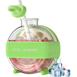 imluckies Ice Cube Bottle with Lid - 2in1 Dual Purpose for Making Ice Cubes, Cups, Bottles - BPA Free, Portable & Easy to Use for Summer, Coffee, Beverage, Water Cooler, Green, 500ml